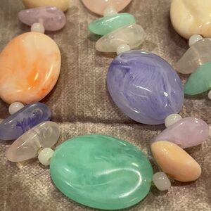 Beaded Necklace in Pastel Colors 26”